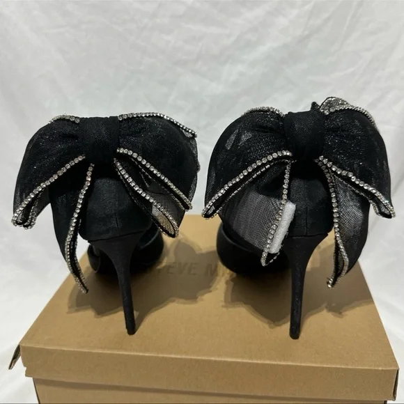 Steve Madden Timeless Pointed Elegant Black Women's Heels Rhinestone Bow Detail - Picture 6 of 8
